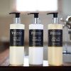 Highland Soap Company Juniper & Lime shampoo conditioner en body wash in luxe badkamer setting