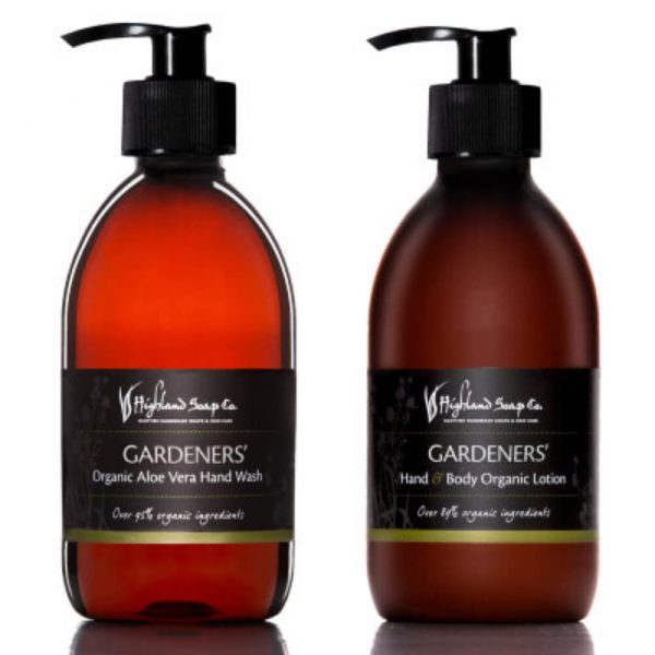 natuurlijke handzeep en body lotion Highland Soap Company gardeners – biologische handzeep en lotion set