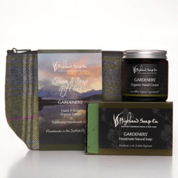 natuurlijke verzorgingsset Highland Soap Company gardeners – biologische handcrème en zeep cadeauset