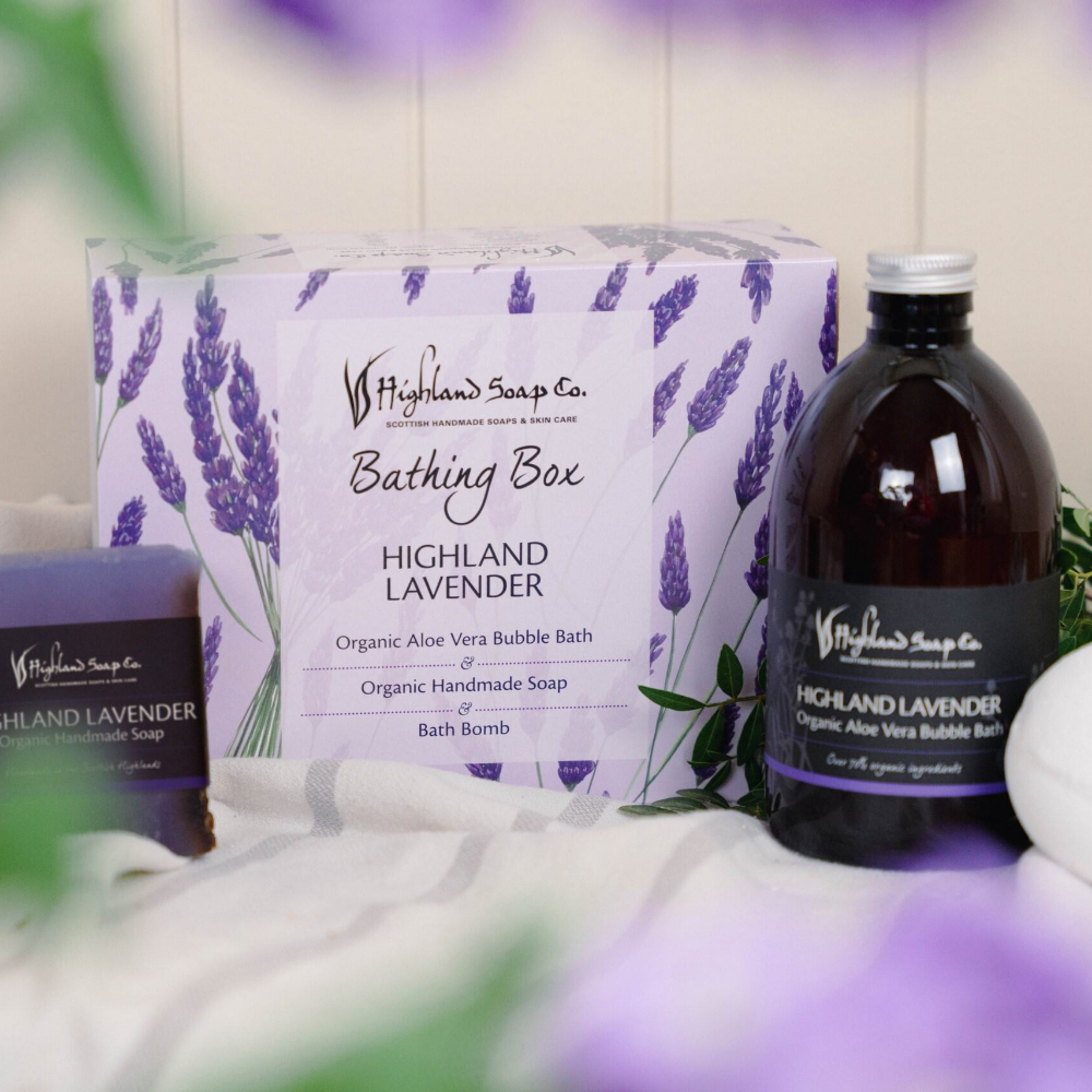 2456 highland lavender badschuim bathing box lavendel the highland soap company