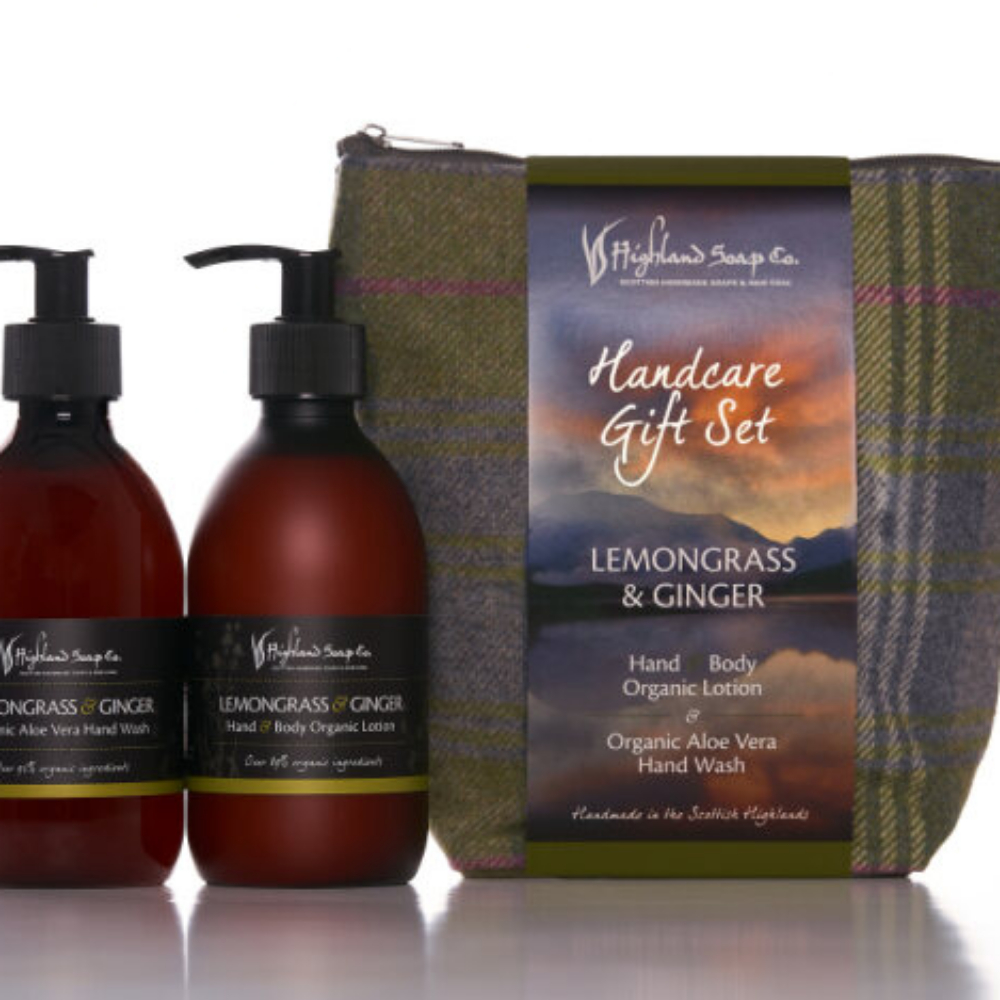handverzorgingsset the highland soap company met vloeibare handzeep en hand body lotion in schotse tartantas