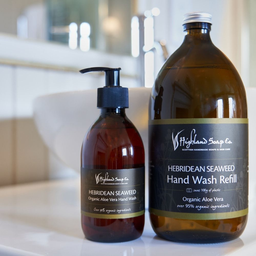 Hebridean-Seaweed-Handwash-Refill-1 hebridean seaweed handzeep en navulling bruine fles highland soap company