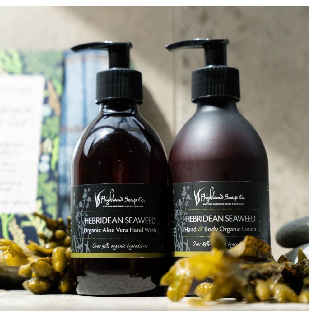 Hebridean-Seaweed-Handwash-en-lotion-met-zeewier hebridean seaweed handzeep en lotion met zeewier highland soap company