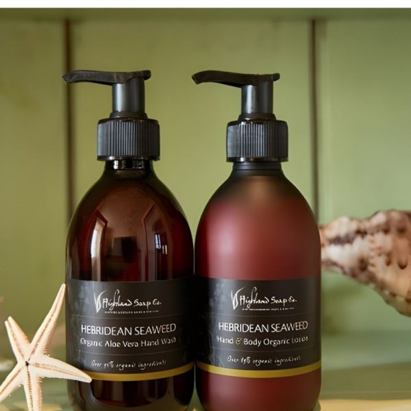 Hebridean-Seaweed-handwash-en-lotion-met-zeester hebridean seaweed handzeep en lotion met zeester highland soap company