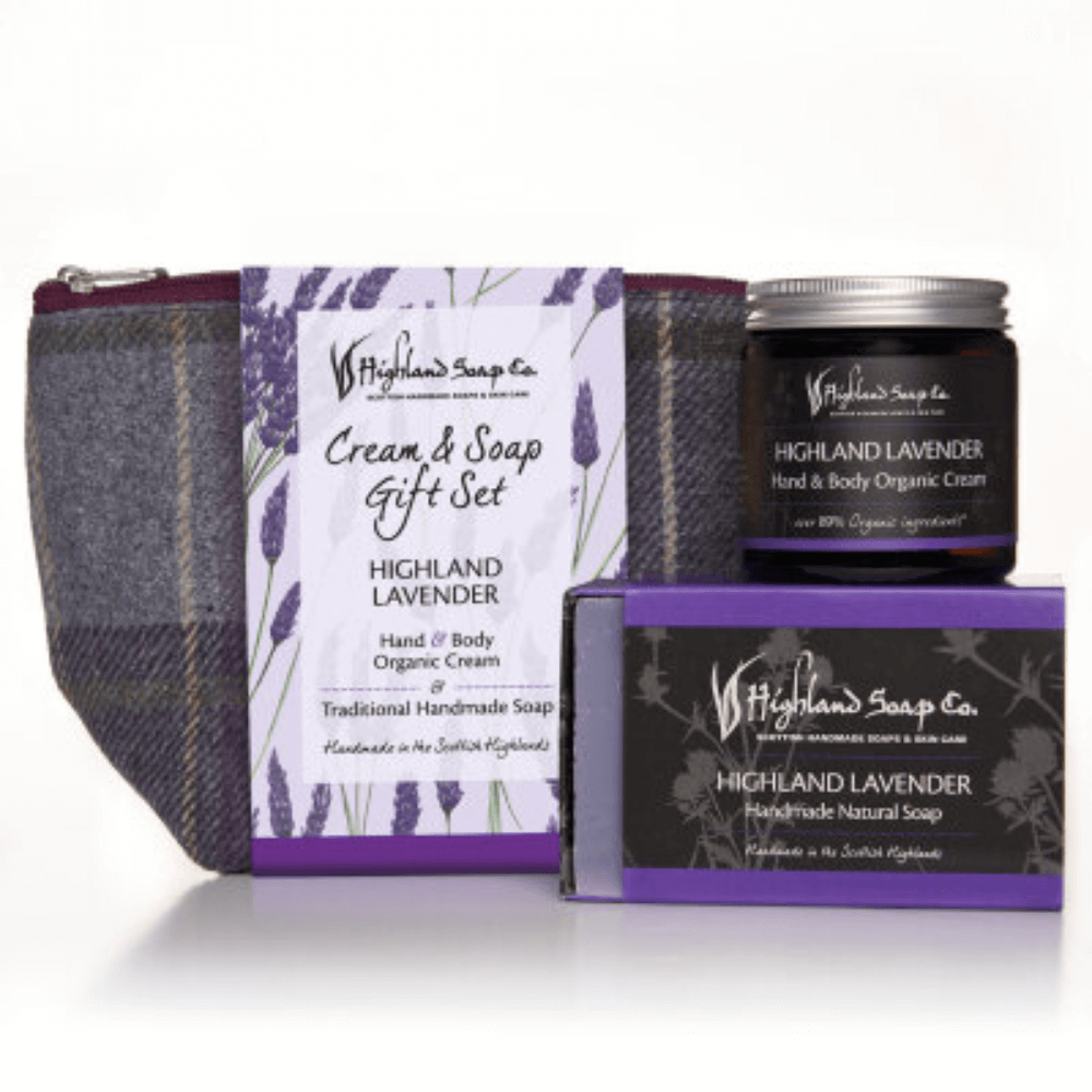 SFDGHSGF hand en body cadeauset highland lavender creme zeep tartantas
