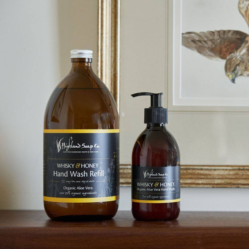 whisky honey navulling handzeep 1 liter the highland soap company