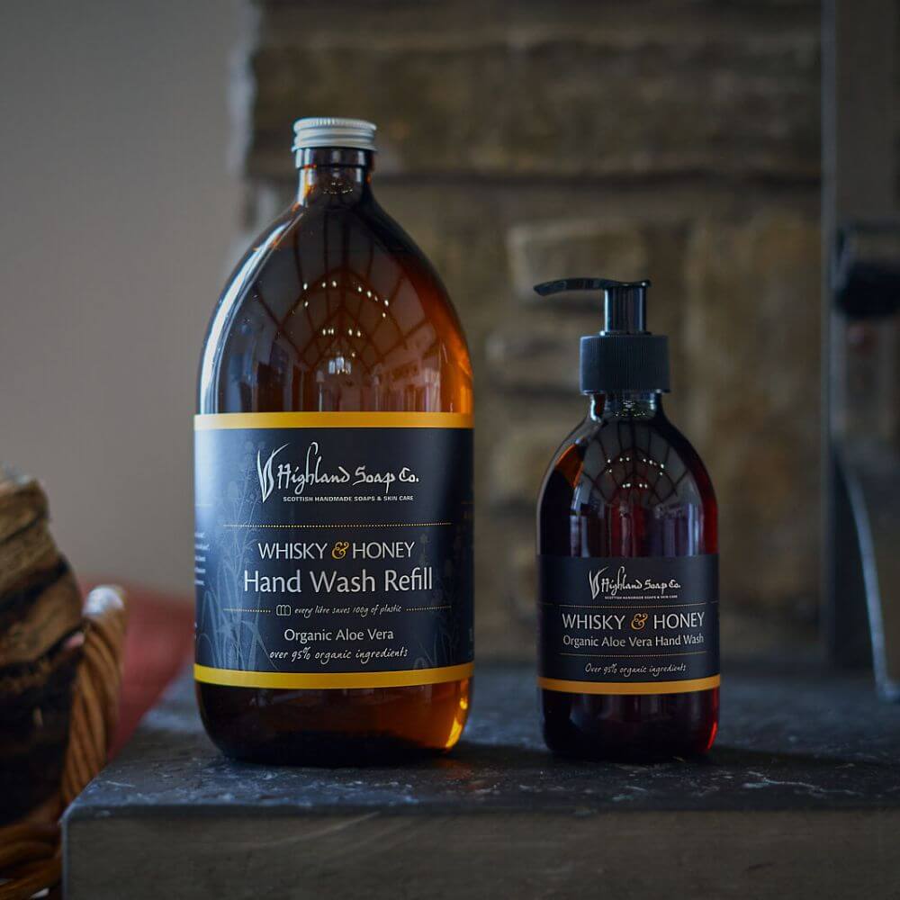 whisky honey handzeep en navulling highland soap company