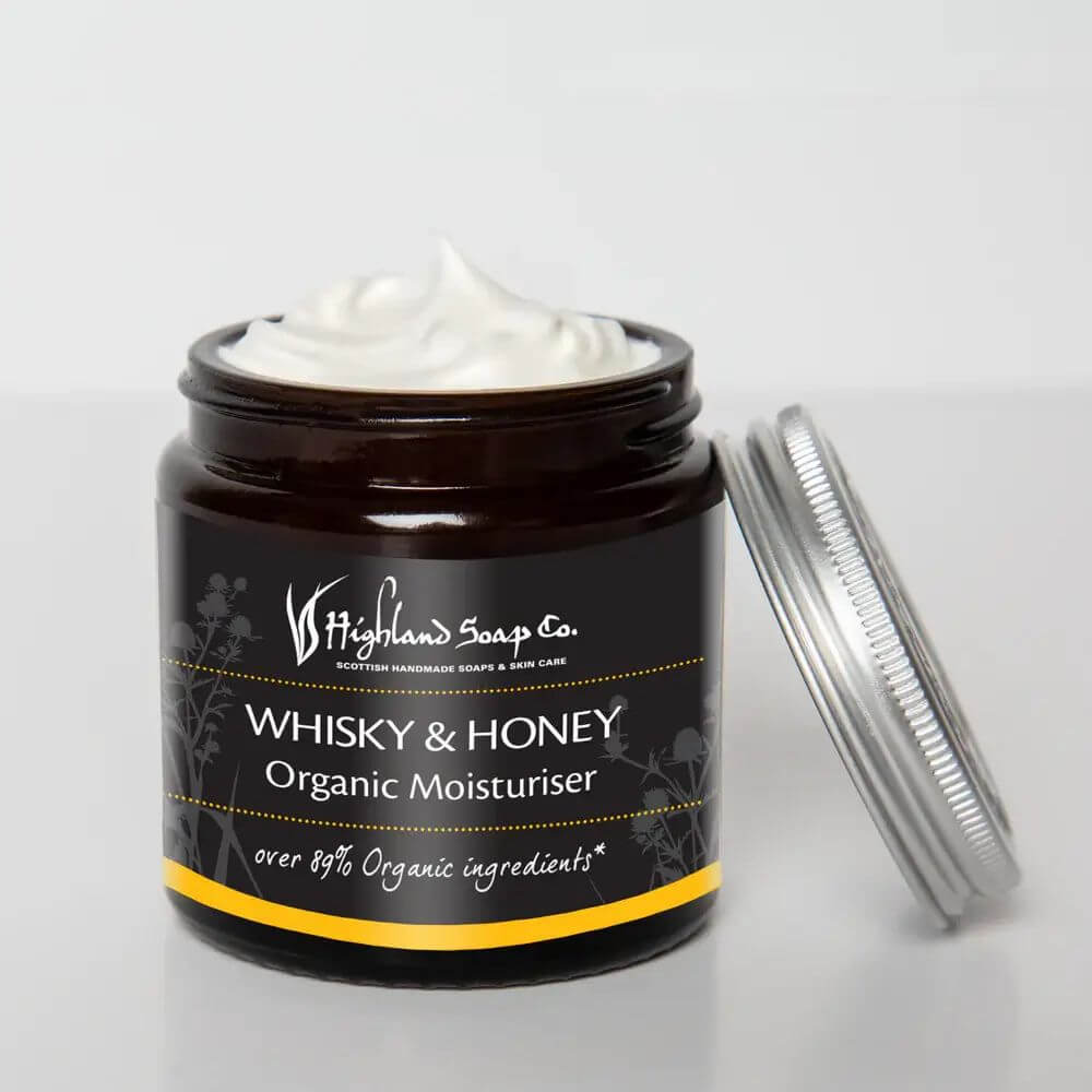 whisky honey hand body cream moisturiser 120ml biologisch the highland soap company