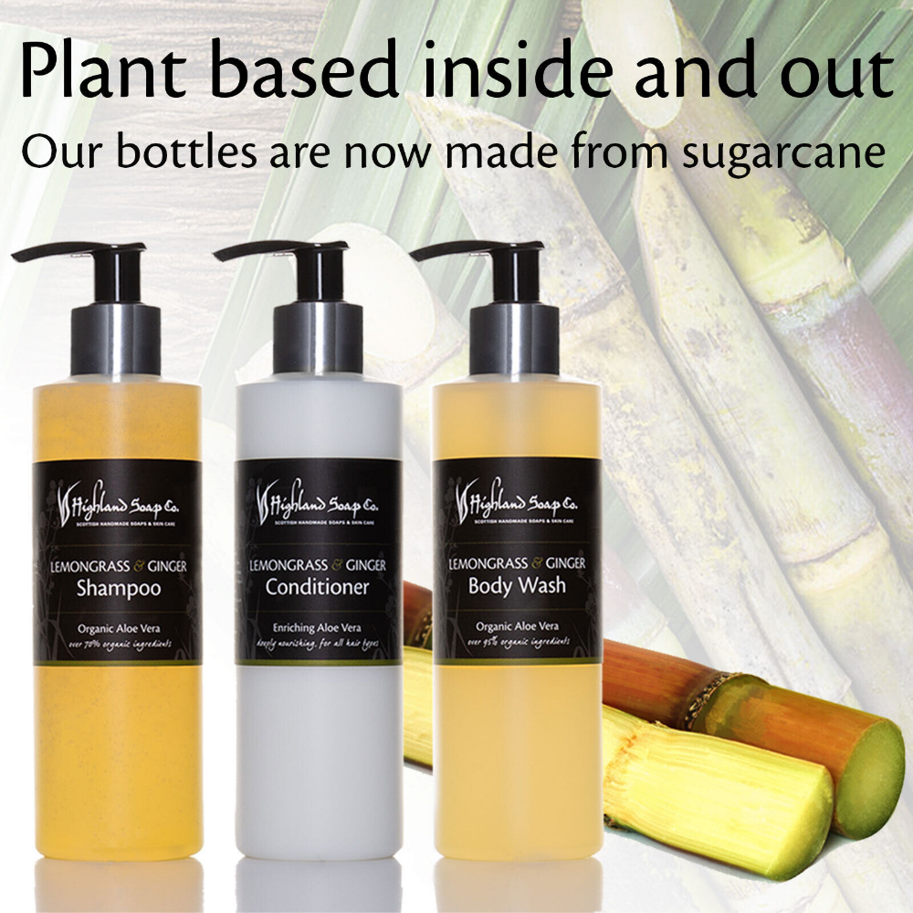 lemongrass ginger shampoo conditioner bodywash plant based highland soap company