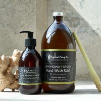 gil lemongrass ginger handzeep en navulling bruine fles the highland soap company