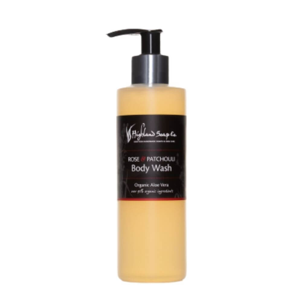 rose-patchouli-bodywash-2 rose patchouli douchegel 250ml biologisch the highland soap company