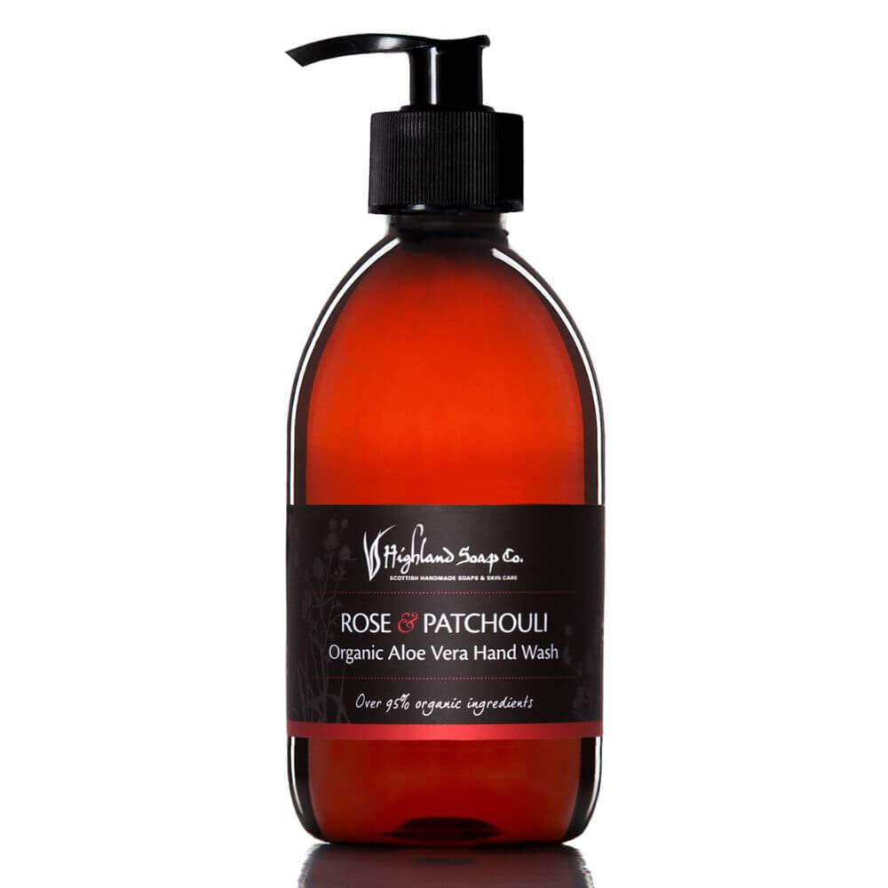rose-patchouli-hand-wash-2 rose patchouli vloeibare handzeep 300ml biologisch the highland soap company