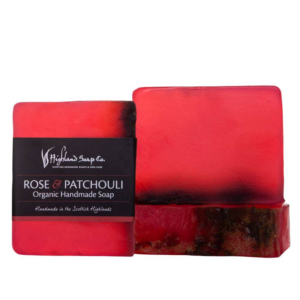 rose patchouli glycerine zeep 150g biologisch the highland soap company