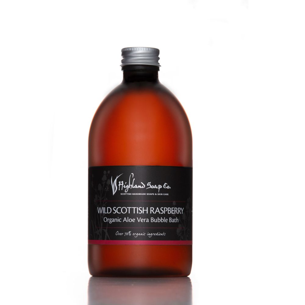 wild-scottish-raspberry-bubble-bath wild scottish raspberry badschuim 500ml biologisch the highland soap company