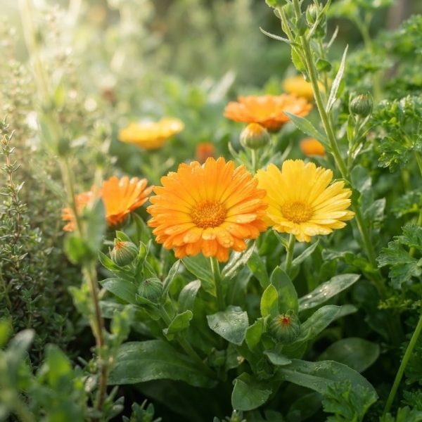 Bloeiende goudsbloemen