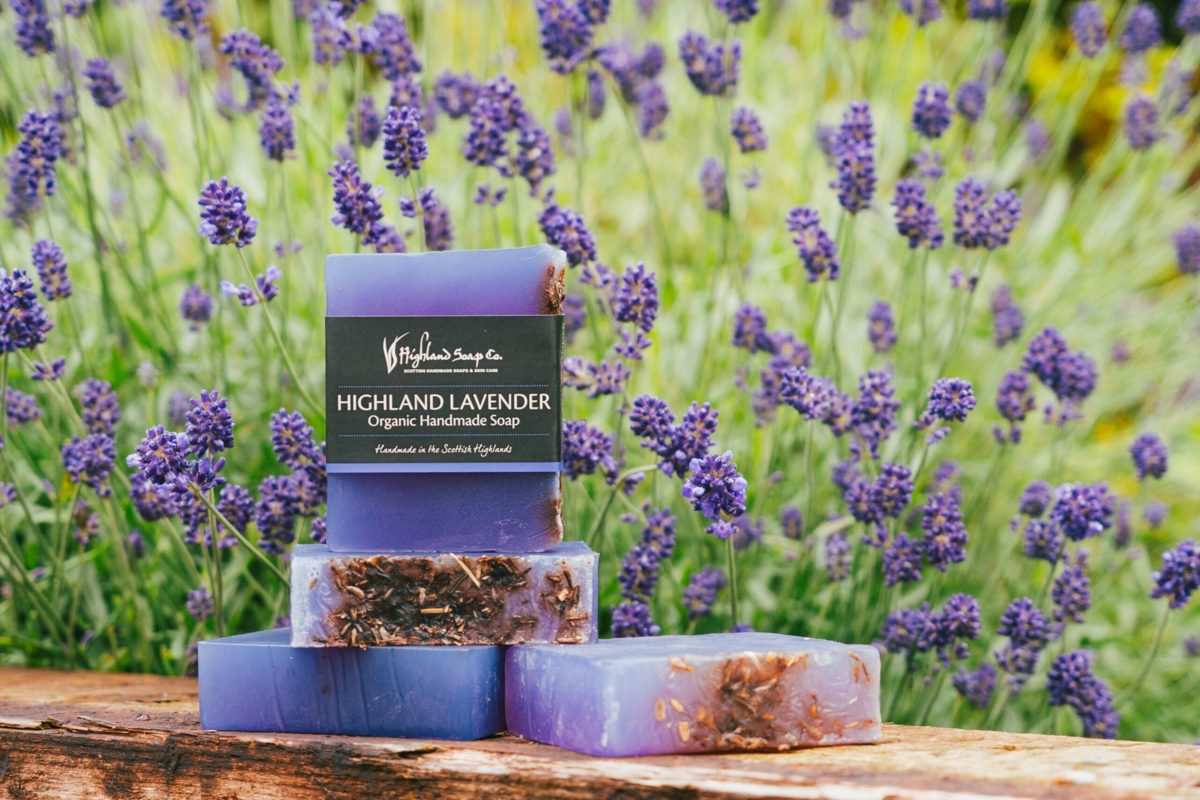 Highland Lavender zepen tussen bloeiende lavendel