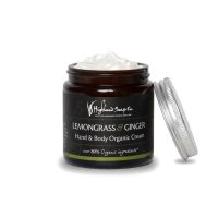 Lemongrass & Ginger Hand & Body Cream 120 ml, open pot met deksel – wit Lemongrass & Ginger Hand & Body Cream 120 ml, open pot met deksel, van The Highland Soap Company op een witte achtergrond