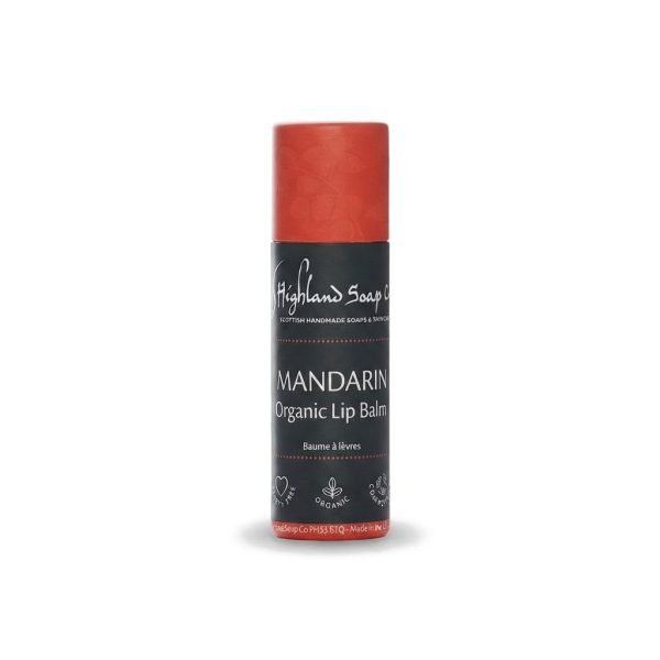 Mandarin lippenbalsem 12 ml – wit Mandarin lippenbalsem 12 ml van The Highland Soap Company op een witte achtergrond