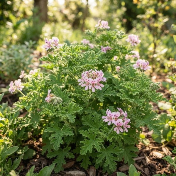 Rozengeranium met roze bloempjes