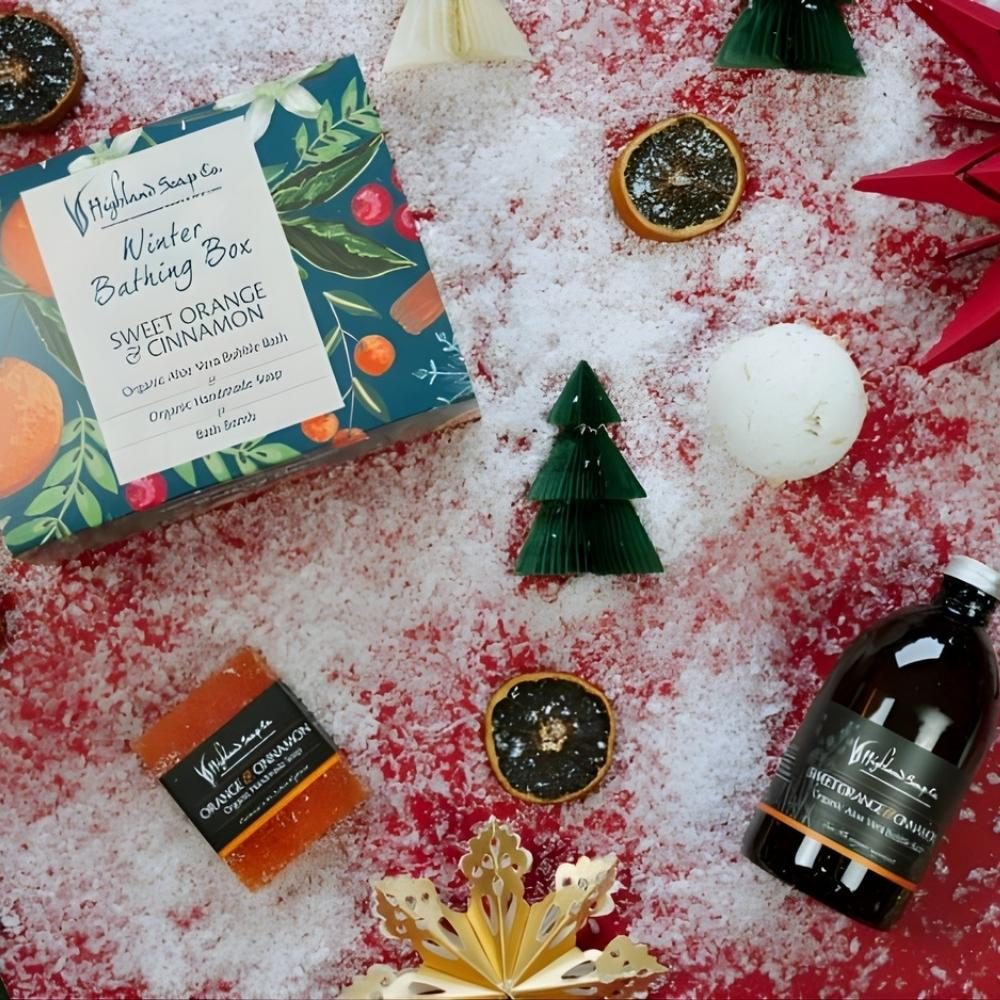Sweet Orange & Cinnamon zeep en producten in winterse sfeer