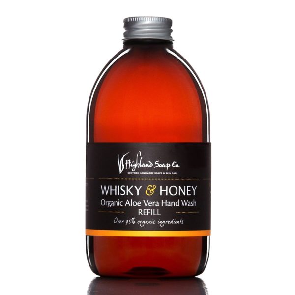 Whisky & Honey navulling handzeep 1 liter – wit Whisky & Honey navulling handzeep 1 liter van The Highland Soap Company op een witte achtergrond