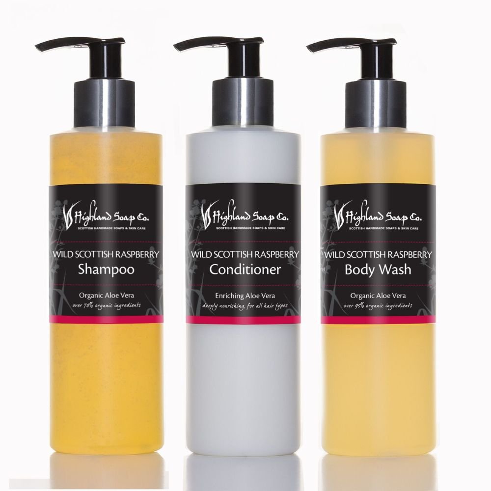 Wild Scottish Raspberry Shampoo, Conditioner en Douchegel van The Highland Soap Company