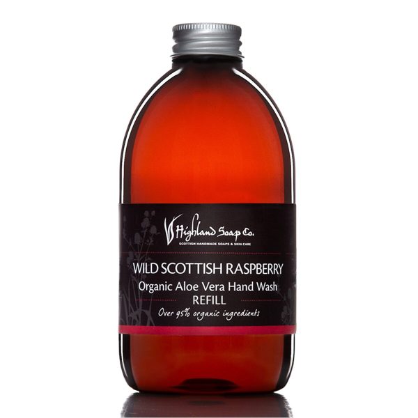Wild Scottish Raspberry navulling handzeep 1 liter – wit Wild Scottish Raspberry navulling handzeep 1 liter van The Highland Soap Company op een witte achtergrond